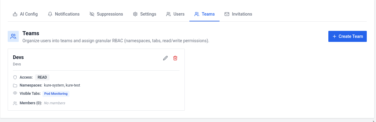 Teams and Granular RBAC Permissions