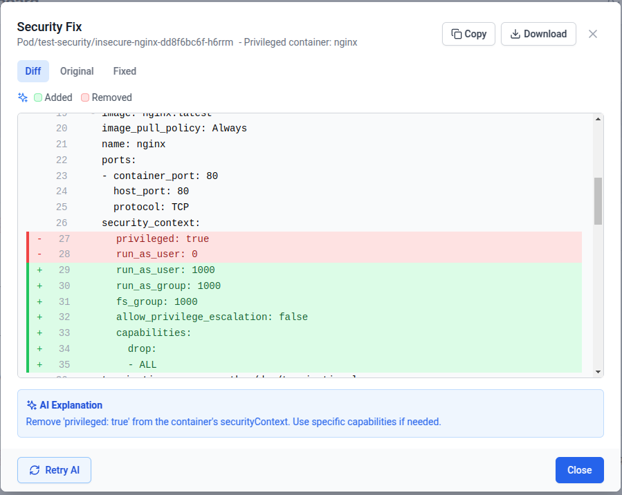 AI-generated security fix